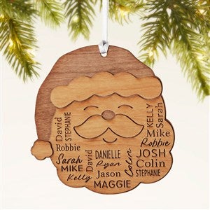 Santa Repeating Name Personalized Wood Ornament- Natural