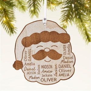 Santa Repeating Name Personalized Wood Ornament- Whitewash