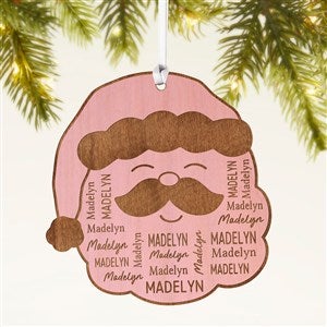 Santa Repeating Name Personalized Wood Ornament- Pink Stain