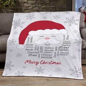 Santa Repeating Name Personalized Christmas Plush Fleece Blanket - 60x80