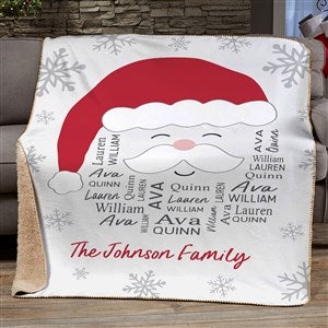 Santa Repeating Name Personalized Christmas Sherpa Fleece Blanket - 50x60