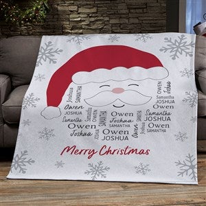 Santa Repeating Name Personalized Christmas Sweatshirt Blanket - 50x60