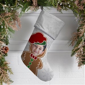 Christmas Character Personalized Photo Grey Christmas Stockings