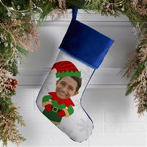 Christmas Character Personalized Photo Blue Christmas Stockings