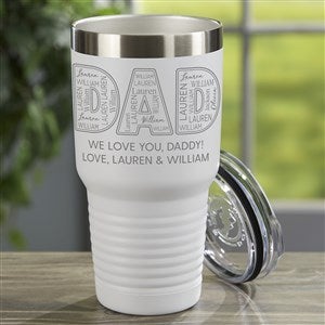 Dad Repeating Name Personalized 30 oz. Stainless Steel Tumbler- White