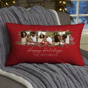 Holiday Moments Personalized Christmas Photo Lumbar Pillow