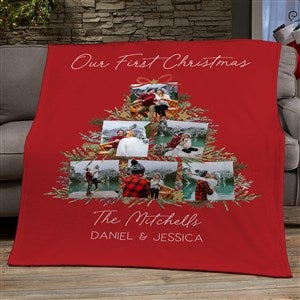 Holiday Moments Personalized Christmas Photo Plush Fleece Blanket - 60x80