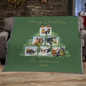 Holiday Moments Personalized Christmas Photo Woven Throw Blanket - 56x60
