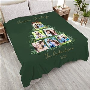 Holiday Moments Personalized Christmas Photo Plush Fleece Blanket - Queen
