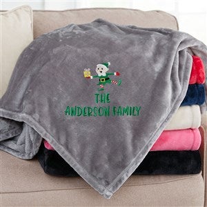 Christmas Character Custom Embroidered Fleece Blanket - Grey - 60x80
