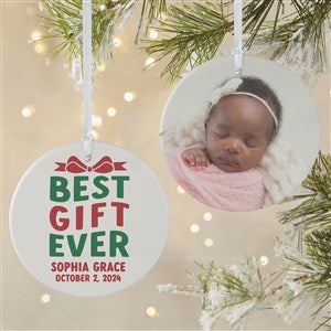 Best Christmas Gift Personalized Baby Ornament- 3.75 Matte - 2 Sided