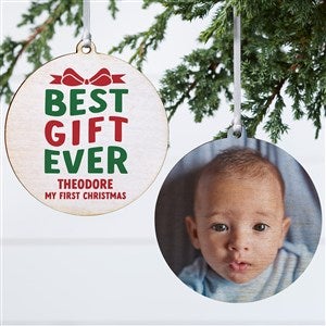 Best Christmas Gift Personalized Baby Ornament- 3.75 Wood - 2 Sided