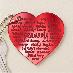 Grateful Heart Personalized Red Acrylic Keychain