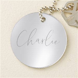 Trendy Script Personalized Silver Mirrored Acrylic Keychain