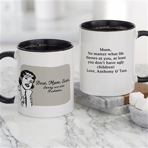 Retro Best. Mom. Ever. Personalized Coffee Mug - Black