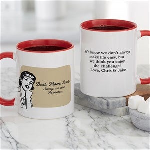 Retro Best. Mom. Ever. Personalized Coffee Mug - Red