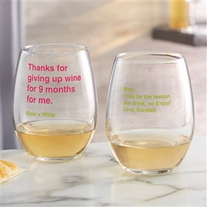 Thanks For Giving Up Wine Mom Personalized Stemless Wine Glass