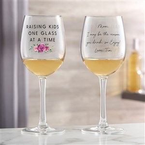 Raising Kids Personalized Mom White Wine Glass
