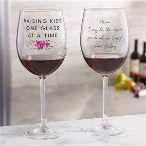 Raising Kids Personalized Mom Red Wine Glass