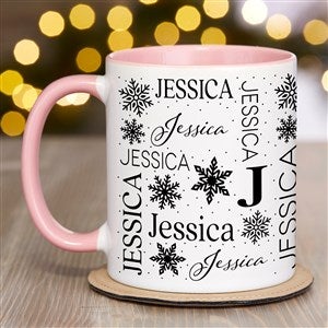 Christmas Snowflake Repeating Name Personalized Coffee Mugs