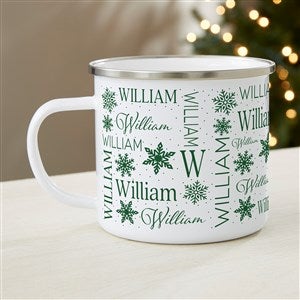 Christmas Snowflake Repeating Name Personalized Enamel Mug-Large
