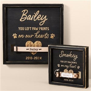 Pet Collar Memorial Personalized Distressed Black Wood Frame Wall Art - 48926
