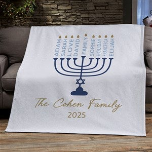 Hanukkah Black Print Pattern Hooded Blanket