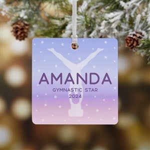 Gymnastics Personalized Square Photo Ornament- 2.75 Metal - 1 Sided