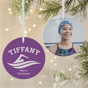 Swimming Personalized Photo Ornament-3.75 Matte - 2 Sided
