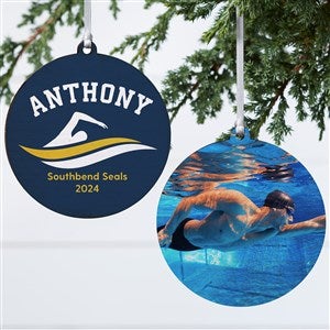 Swimming Personalized Photo Ornament-3.75 Wood - 2 Sided