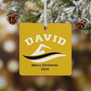 Swimming Personalized Square Photo Ornament- 2.75 Metal - 1 Sided
