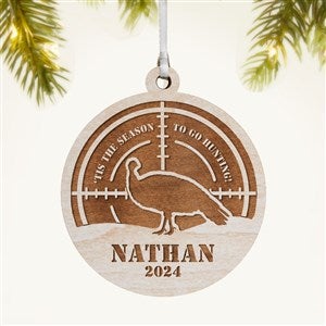 Hunting Personalized 2 Piece Wood Ornament- Whitewash
