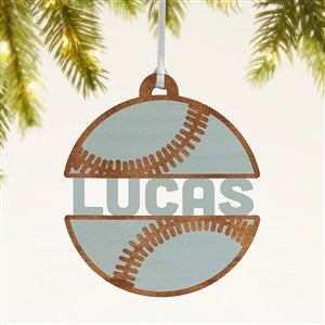 Baseball Personalized Wood Ornament- Blue Stain