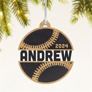 Baseball Personalized Wood Ornament- Black