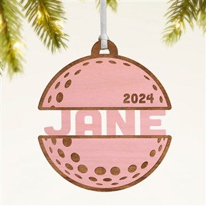 Golf Personalized Wood Ornament- Pink Stain