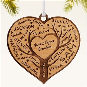 Family Tree of Love Personalized Wood Ornament- Natural