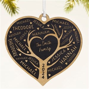 Family Tree Personalized Wood Ornament- Black