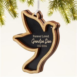 Memorial Dove Personalized 2 Piece Wood Ornament- Black