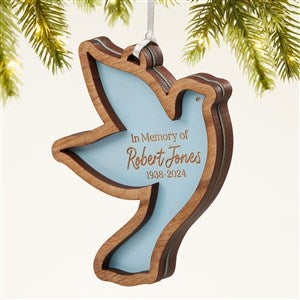 Memorial Dove Personalized 2 Piece Wood Ornament-Blue Stain