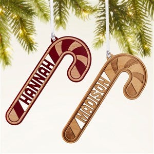Candy Cane Personalized Wood Ornament  - 49077