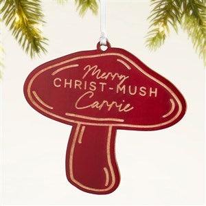 Merry Christ-Mush Personalized Mushroom Wood Ornament- Red Maple