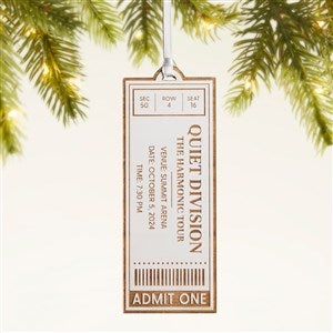 Favorite Concert Ticket Personalized Wood Ornament- Whitewash