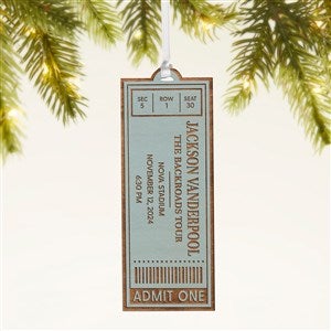 Favorite Concert Ticket Personalized Wood Ornament- Blue Stain