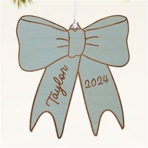 Baby Bow Personalized Wood Ornament- Blue Stain