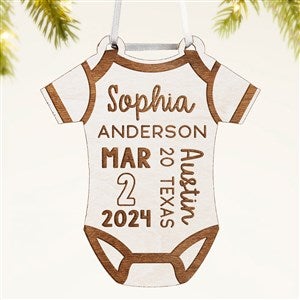 Baby Bodysuit Personalized Wood Ornament- Whitewash