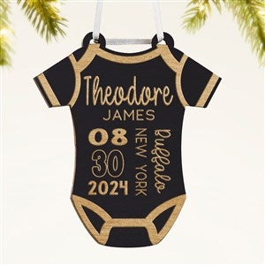 Baby Bodysuit Personalized Wood Ornament- Black