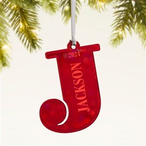 Initial and Name Personalized Acrylic Ornament- Red
