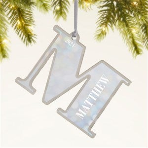 Initial and Name Personalized Acrylic Ornament- Silver