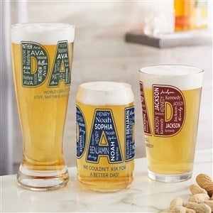 Dad Repeating Name Personalized Printed Beer Glass - 49106