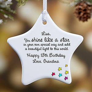 1-Sided You Shine Like A Star Personalized Ornament